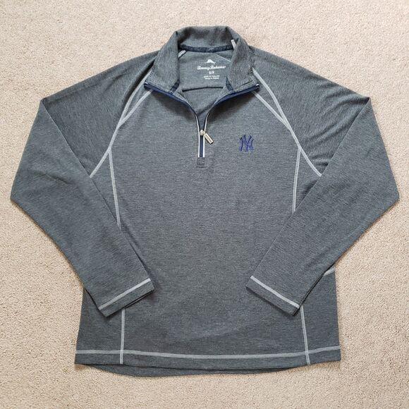 Tommy Bahama New York Yankees Size Small Mens 1/4 Zip READ DESCRIPTION Gray - Picture 2 of 9